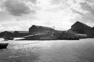 Le 29 mars 1967, le 1er sous-marin nucléaire lanceur d'engins (SNLE) français, Le Redoutable, est lancé à Cherbourg © Naval Group
