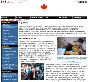 Agence Spatiale Canadienne - Le laboratoire sous-marin Aquarius