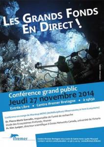 Affiche de la conférence "Les grands fonds en direct !" le 27 novembre à Ifremer Brest © Ifremer