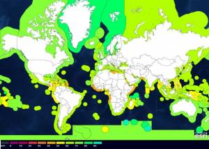Carte globale de l'indice de santé des océans © Ocean Health Index