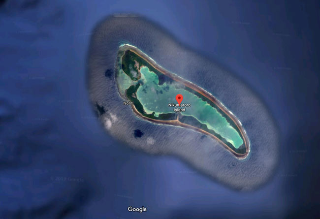 L'île Nikumaroro où aurait disparu Amelia Earhart ©Google Map
