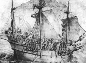 Gravure d'un navire du 15e siècle similaire à l'épave découverte en mer Baltique © Mercury Press