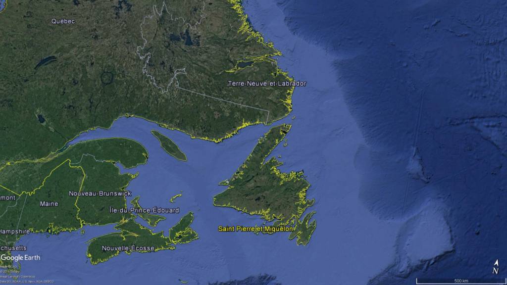Les sites sous-marins de Saint-Pierre et Miquelon sont expertisés par les archéologues. © Google Earth