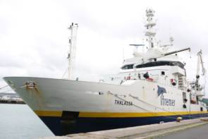 Le navire Thalassa en escale à Cherbourg le 30 septembre 2019 dans le cadre de la mission CGFS © La Cité de la Mer