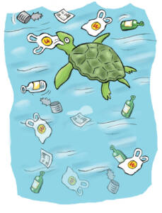 tortue marine et plastique
